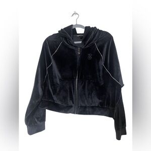 Victoria's Secret Black Velour Zip Hoodie